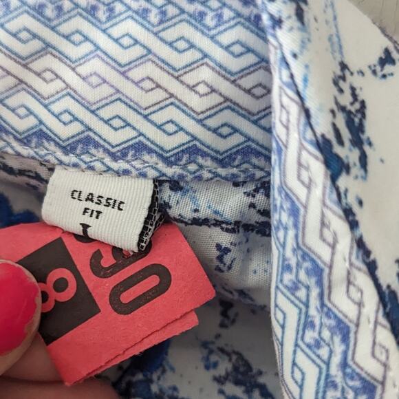 Men's Robert Graham Blue White Navy Button Down Large Knowledge Wisdom Truth - Picture 2 of 6